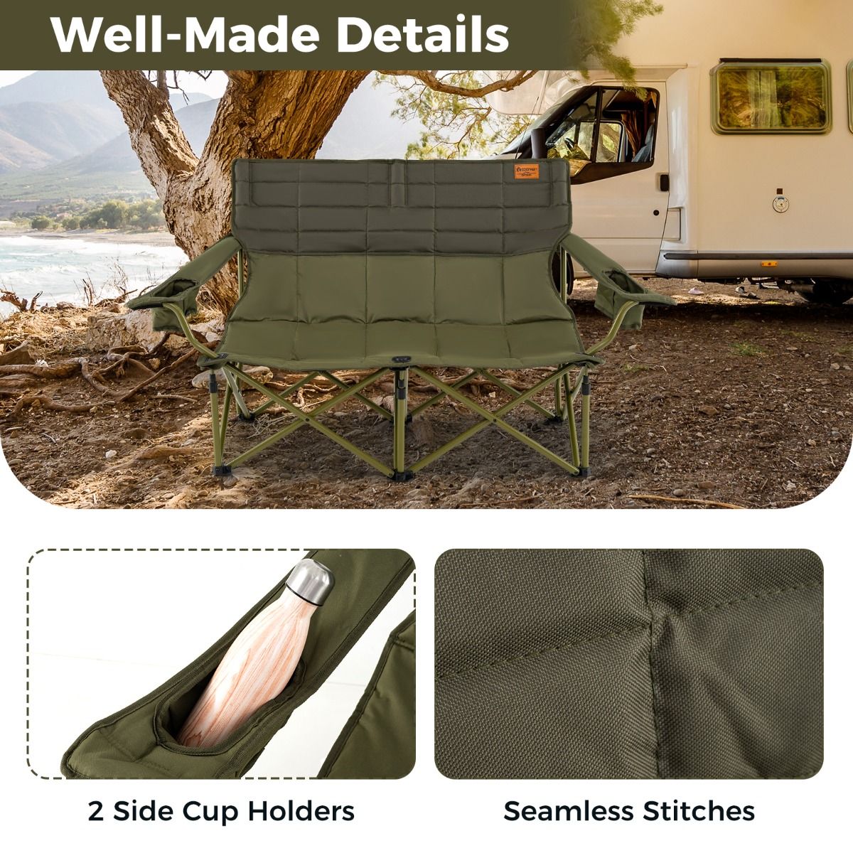 Coast Oversized Faltbarer Campingstuhl - Außeneinsatz - 300 kg - 149 x 70 x 80 cm - Blau