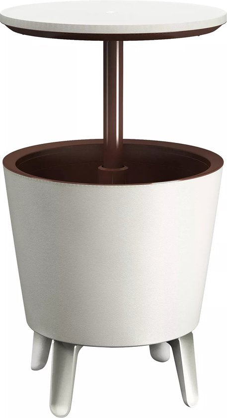 Keter Beistelltisch Getränkekühler coolbar cocktail Tisch 50x57-85cm 30L weiß-braun