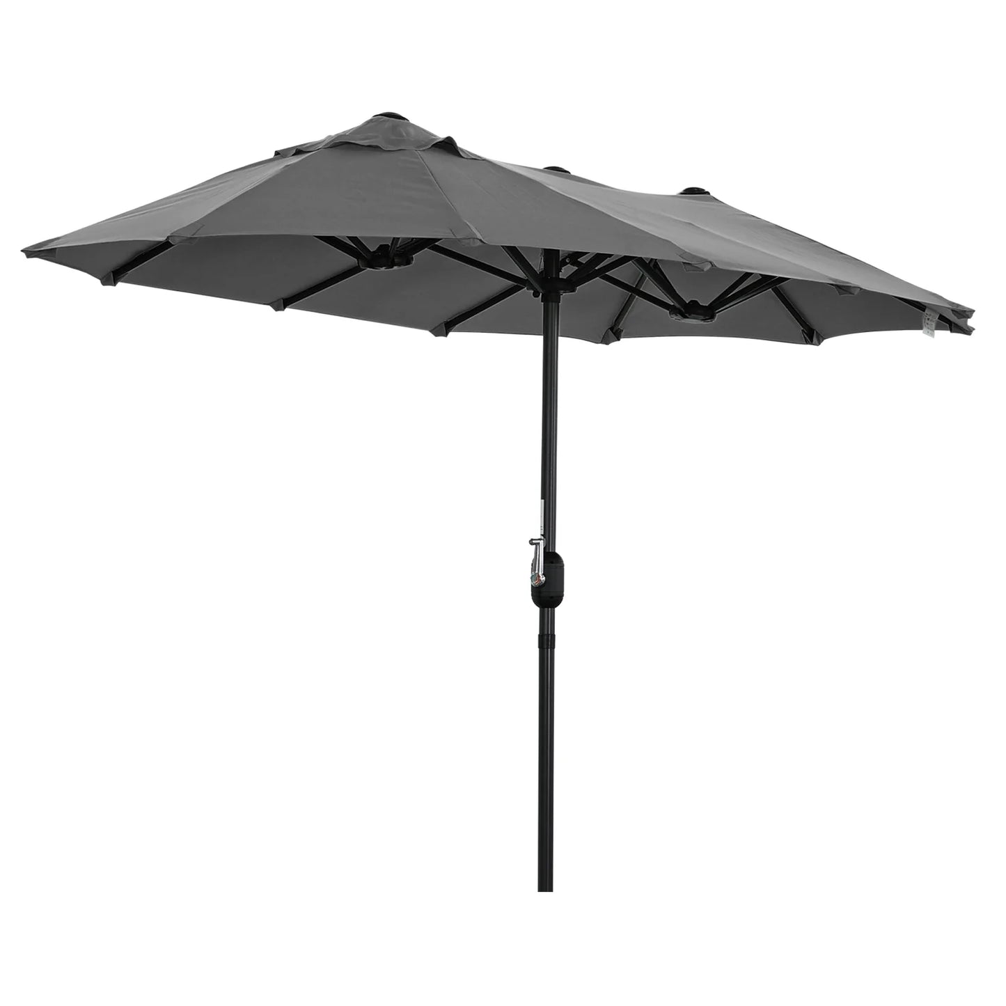 Angel Living 297 × 153 cm Doppelter Gartenschirm, beige – UPF 50+, ovale Form, Handkurbel