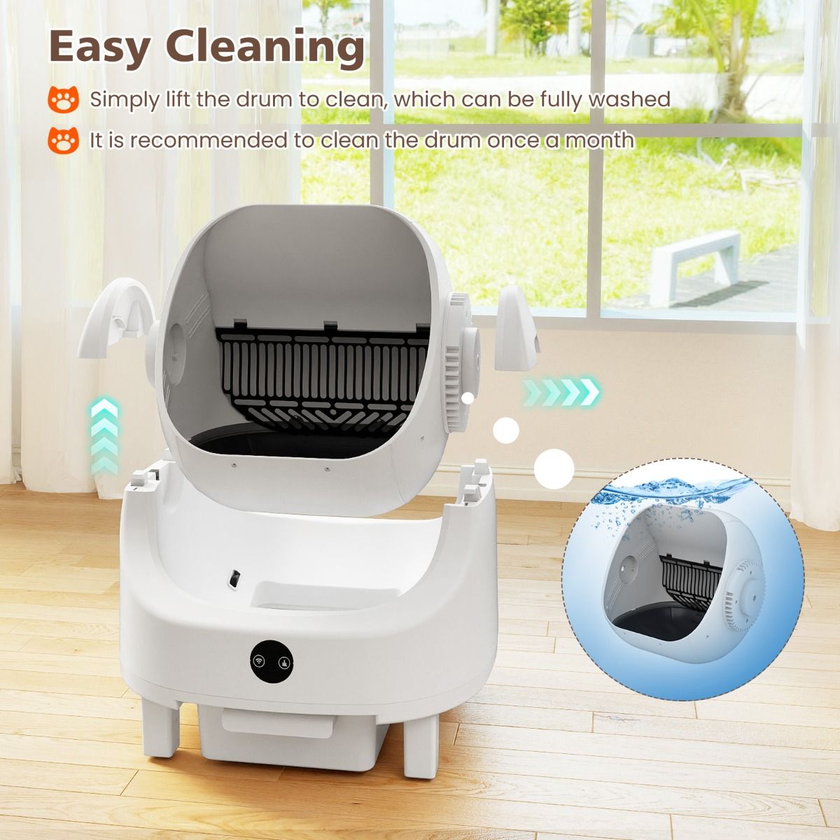Coast Automatische, selbstreinigende Katzentoilette – App-Steuerung – Sicherheitssensoren – Weiß