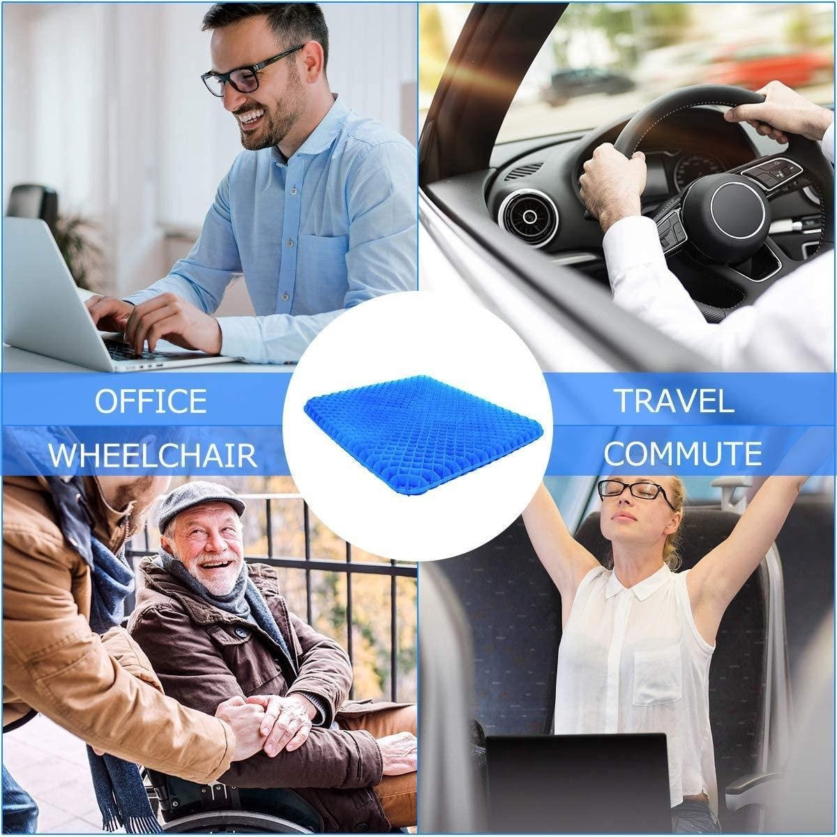 Fuegobird Gel Pillow - Ergonomisches Kissen - Sitzkissen orthopädisch - Doppelschichtige Wabenstruktur - Mit Kissenbezug - Blau