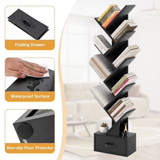 Coast Bücherregal - Mit 10 Fachböden - 38 x 21,5 x 149,5 cm - schwarz