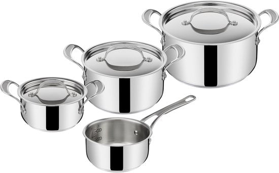 Jamie Oliver by Tefal Cook's Classic – Kochgeschirrset – 4-teilig – Mit Deckel – Induktion – Edelstahl – Für alle Herdarten geeignet