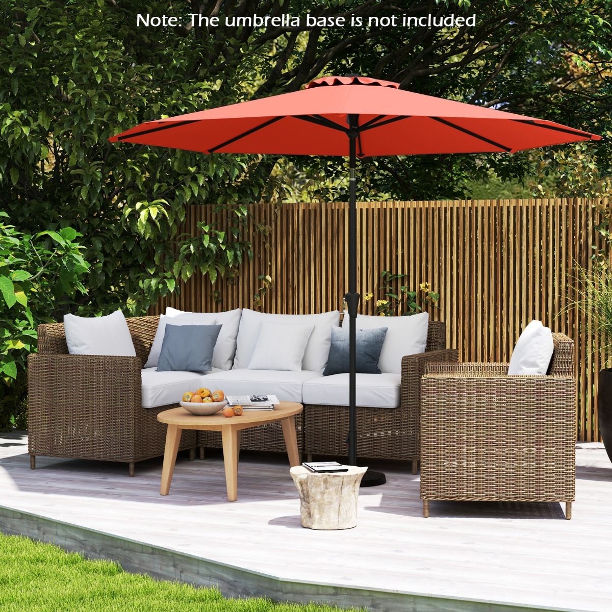 Coast 303x253 cm Terrassen-Sonnenschirm Orange - Kippbarer Sonnenschirm mit Kurbel und 8 Ballen für Garten, Terrasse und Schwimmbad