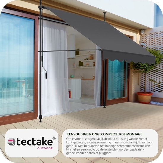 tectake - Klemmmarkise hellgrau 150 x 180 cm