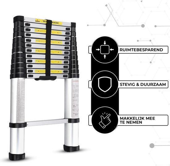 Teleskopleiter – Teleskop-Klappleiter – 3,8 m Arbeitshöhe – Aluminium