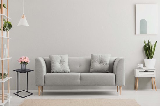 Arti Casa Beistelltisch - Metall und MDF - 58 x 33 x 33 CM - Nachttisch - Pflanzentisch - Laptop-Tisch - Industrie-Look - Schwarz