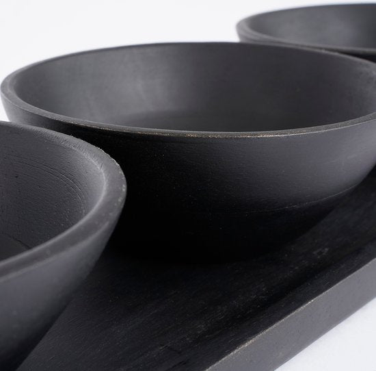 Mica Decorations Tomar Schale und Tablett - 200 ml - 100% FSC Mango Holz - Schwarz