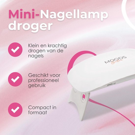 Moods Gellac - Kompakte Nagellampe - UV-Lampe Gel-Nägel - Mini-Nageltrockner - leicht zu tragen - Weiß