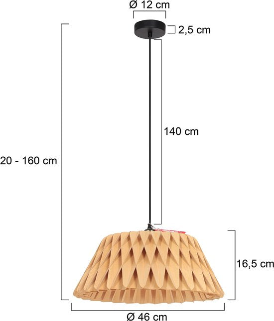 Anne Lighting – Hängeleuchte – Maze – natur – Holz – Ø 46 cm – E27 – 3490E