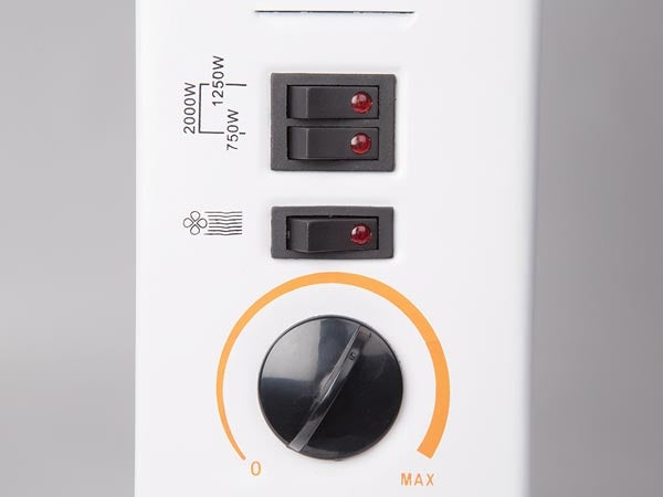 Perel Konvektorheizung mit Turbofunktion - 2000W - 3 Heizstufen - 58x19,6x42 cm