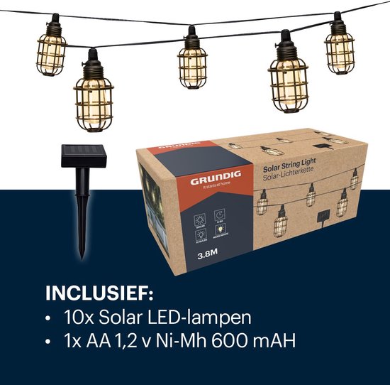Gartenbeleuchtung Girlande - 3,8 m - Solar - Warm White LEDs