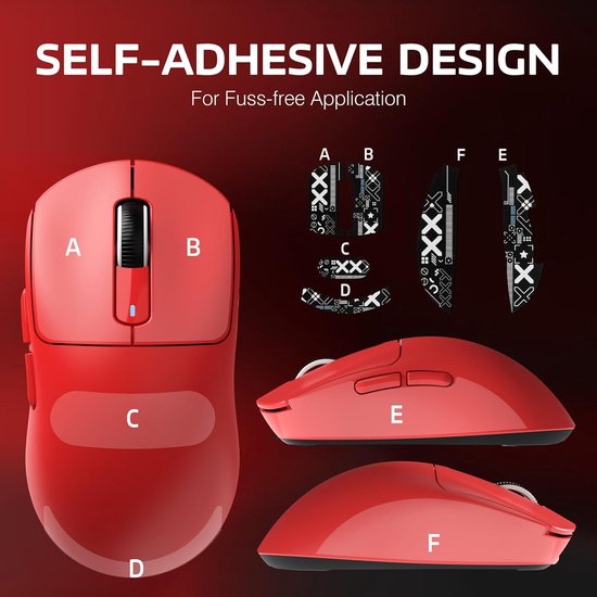 ATTACK SHARK Kabellose Gaming-Maus - Kabelgebunden/2.4G/BT5.4 - Leichtgewicht 49G - PAW3395 - 26000DPI - Rot