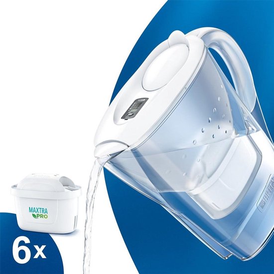 BRITA Wasserfilterkanne Marella Cool – 2,4 l, weiß – inkl. 3 MAXTRA PRO Pure Performance Wasserfilterkartuschen – Vorteilspackung