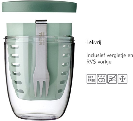Mepal – Ellipse Obst- und Gemüseschale – 600 ml – inkl. Gabel – Nordic Blue