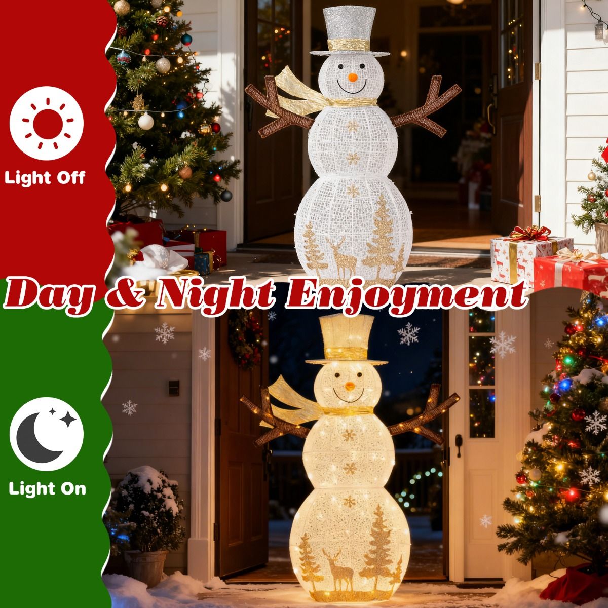 Coast LED-Schneemann-Weihnachtsdekoration – 100 warmweiße LED-Lämpchen – 141 cm hoch – mit Hut und Schal – weiß