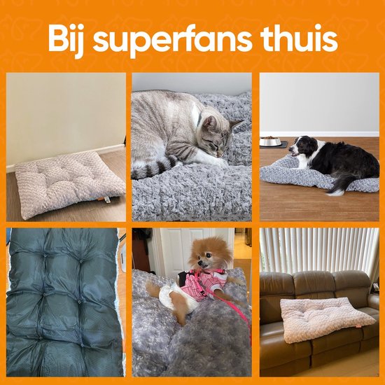 Hundekissen 90 x 60 cm – XL-Liegeplatzkissen – Braunes Hundebett – Katzenkissen – Katzenbett – Katzenmatte – Hundematte – Luxuriöses Hundebett