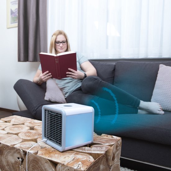Livington Arctic Air – tragbarer Luftkühler – 7 verschiedene LED-Stimmungslichter – Wasserkühlung – Luftkühler – 3 Geschwindigkeitsstufen – Versandhandelsausgabe