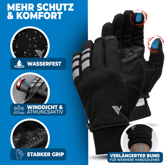 MIVELO THERMO-FIT Winterhandschuhe - Thermofleece & 3M Thinsulate - Schwarz - Unisex - Größe S