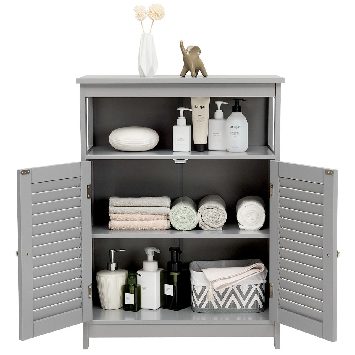 Coast Badezimmerschrank - Doppeltür - offener Einlegeboden - 60 x 30,5 x 80 cm - Grau