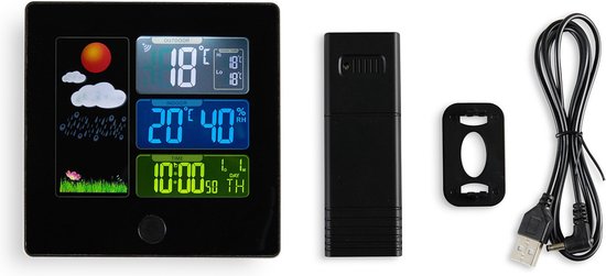 Dutch Originals Wetterstation - kabellos - Wetterstation mit Außensensor - Innen und Außen - Schwarz