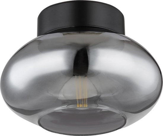 Deckenleuchte SHAUN ø18CM E27 Mattschwarz 1-flammig Smoked