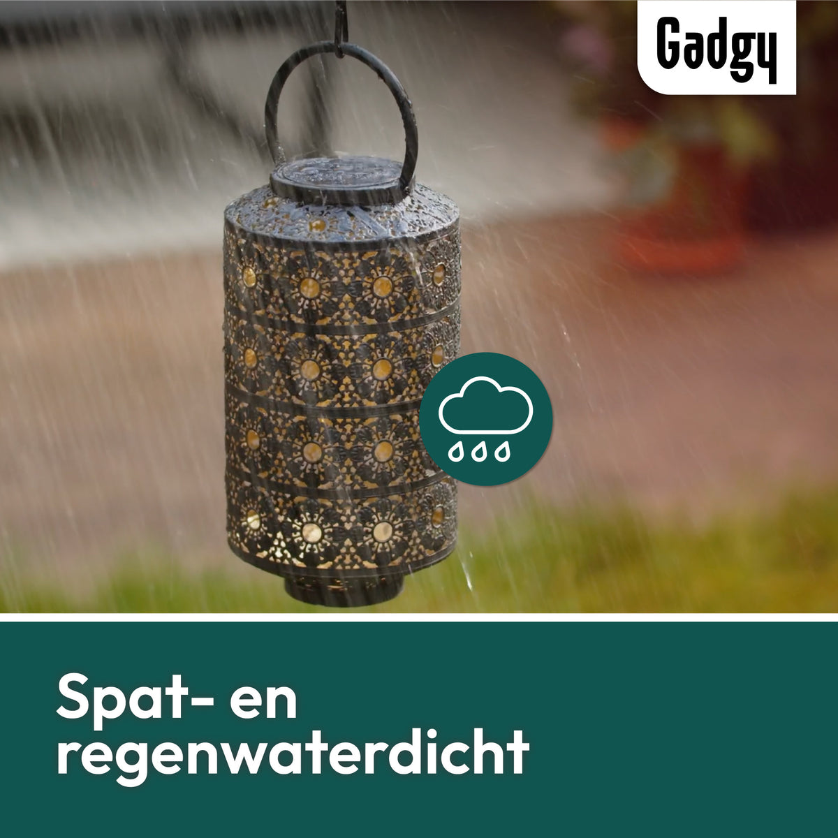 Gadgy Solar Gartenleuchte Tischlampe Maya XL - Garten Außenlampe Terrasse & Balkon - Solar Gartenleuchte - Solar Gartenleuchte - Solarlampe Led Outdoor - Laterne Windlicht Hängend - Gartenleuchten - Bronze / Gold