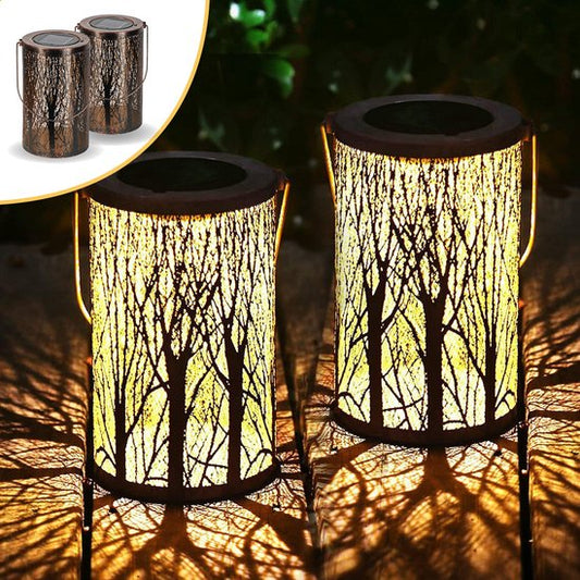 Goliving Solar Tischleuchte Oasis - Außenleuchte - 2 Stück - Außenlaterne - Solar Gartenleuchte - LED Außenleuchte - Pendelleuchte - 20 cm - Metall - Bronze