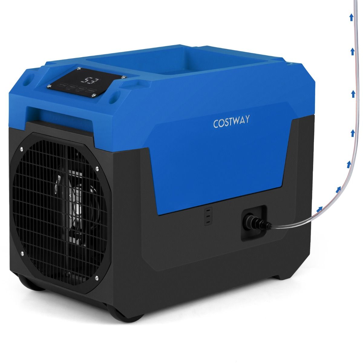 Coast Industrie-Luftentfeuchter – 66 Liter pro Tag – mit Pumpe und Ablaufschlauch – blau/orange