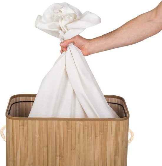 tectake - Wäschekorb aus Bambus inkl. Wäschesack 100L natur 401834