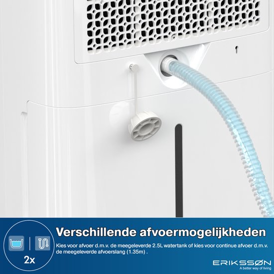 Erikssøn Luftentfeuchter Dry Pro Plus - Entfeuchtet bis zu 20 Liter pro Tag - Waschtrockenfunktion - Geeignet für Haus, Schlafzimmer, Badezimmer, Wohnzimmer und Keller - Luftentfeuchter - Weiß