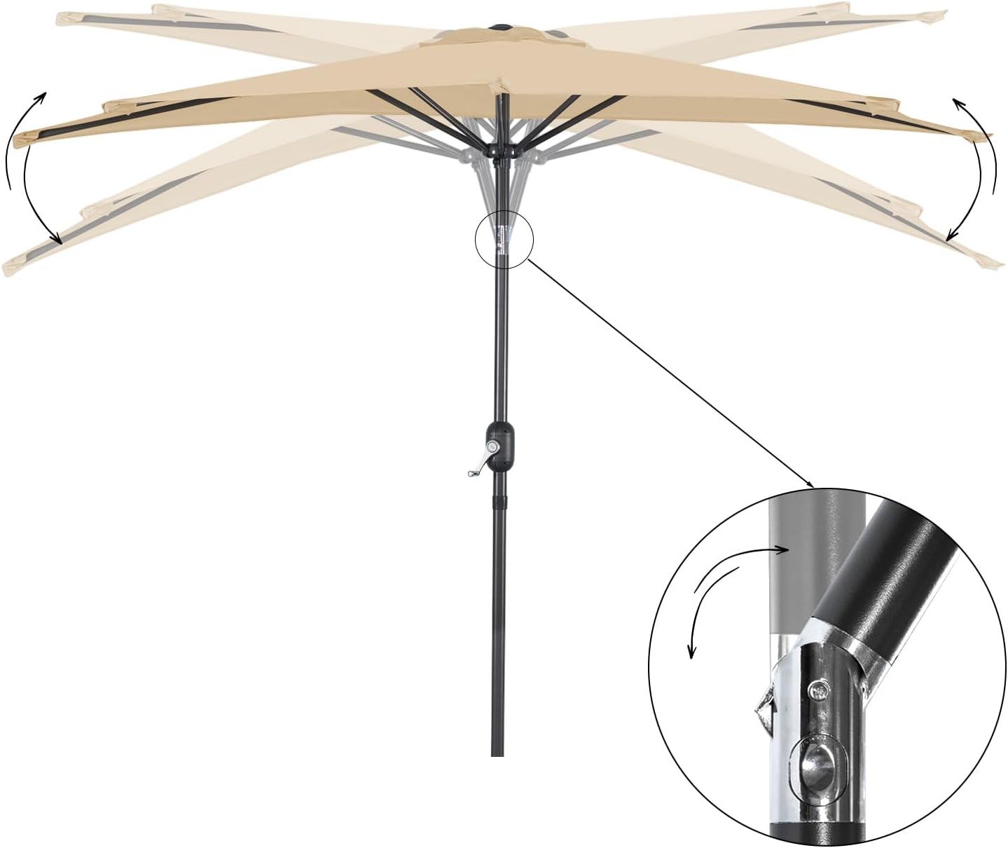 Angel Living Balkon-Sonnenschirm - halbrund - 265 x 132 cm - Beige