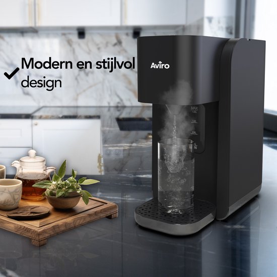 Aviro Heißwasserspender - Heißwasserhahn - 100°C - Luxus-Wasserkocher - 2200W - 1.5L Schwarz