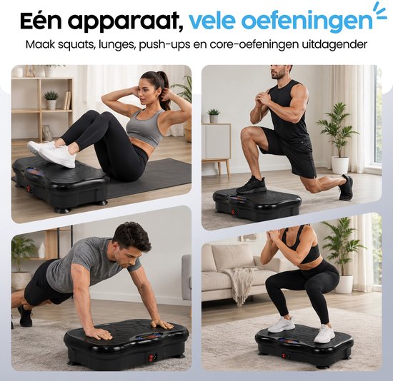 Infinity Goods Vibrationsplatte Premium – Fitness-Vibrationsplatte – inklusive Widerstandsbänder und Griffe – Powerplate – 5 Trainingsprogramme – 99 Geschwindigkeitsstufen – Bluetooth-Musik – Schwarz
