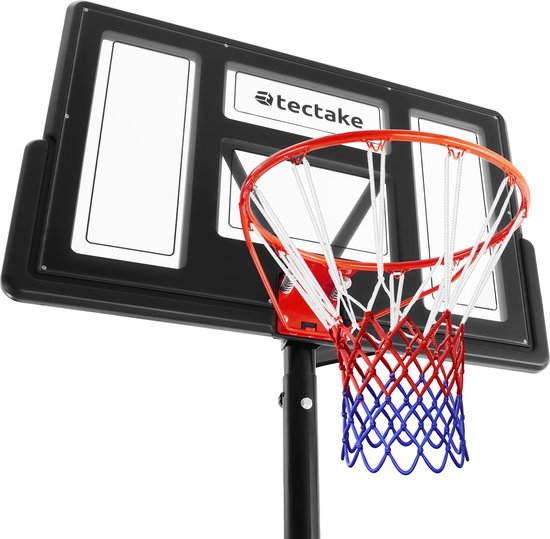 tectake - Basketballständer 230-305cm Basketballring Basketballanlage mit Rollen - inkl. Ball und Pumpe