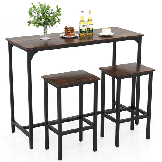 coast 3-tlg. Bartisch-Set - 120x48x91 cm - 2 Barhocker 40x30x66 cm - Braun/Schwarz - Industriedesign