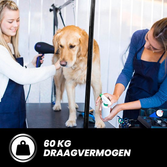 Animali Grooming Table - Pflegetisch für Hunde/Katzen - Hundepflegetisch - Zusammenklappbar - Leinenoption - Ablagekorb - 80KG Tragfähigkeit - Schwarz