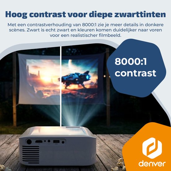 Denver Beamer – 4K 3840 x 2160p – 400 ANSI-Lumen – Projektor – Heimkino – HDMI – USB-C – PR4300