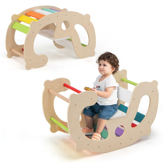 Coast 2-in-1 Schaukelpferd & Kletterbogen für Kinder - Buchenholz - 80 x 41,5 x 48,5 cm - Morekeur