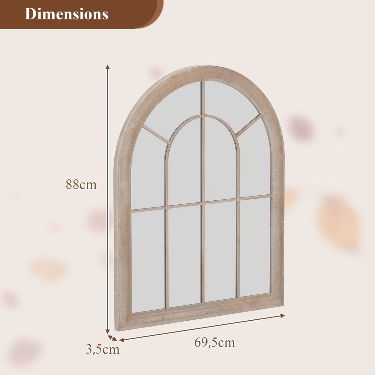 Coast Fensterrahmen-Spiegel – gebogener Wandspiegel – Metallrahmen – grau – 88 x 69,5 cm