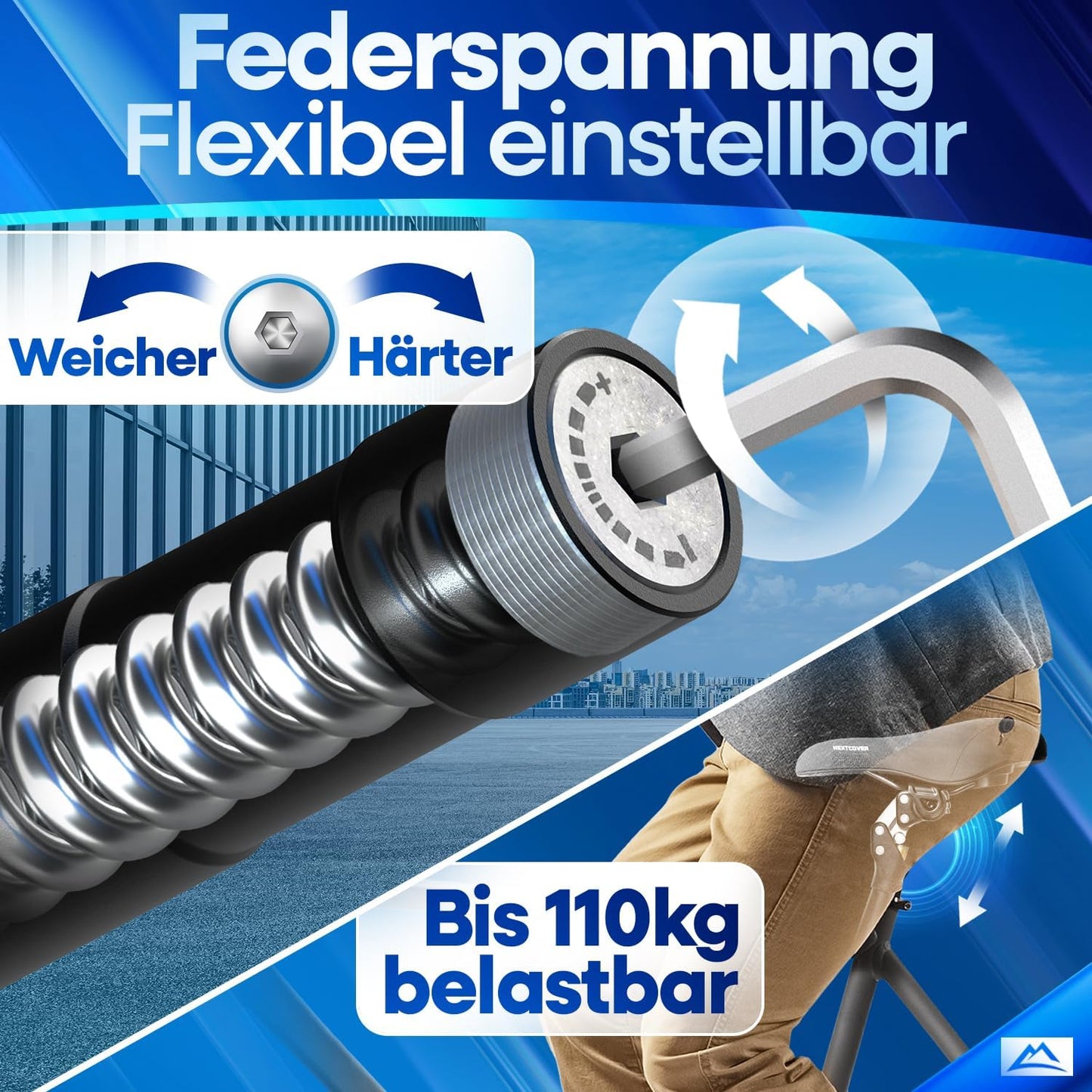 Nextcover Federnde Sattelstütze 27,2 mm – Comfort-Spring – Aluminium – Schwarz