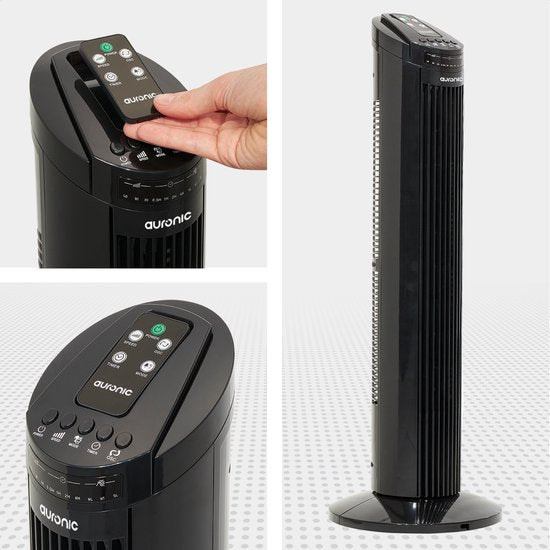 Auronic Tower Fan - Standventilator mit Fernbedienung - Timer - 50W - 45dB - 74cm - Schwarz