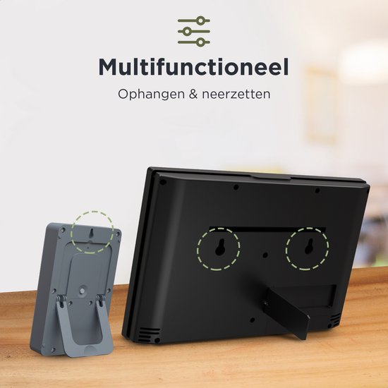 LONQ Innen- und Außenwetterstation Q3 - inkl. Batterien - Funkwetterstation mit Außensensor - Thermometer Hygrometer - Touchscreen Farbdisplay - DCF-gesteuerte Uhr