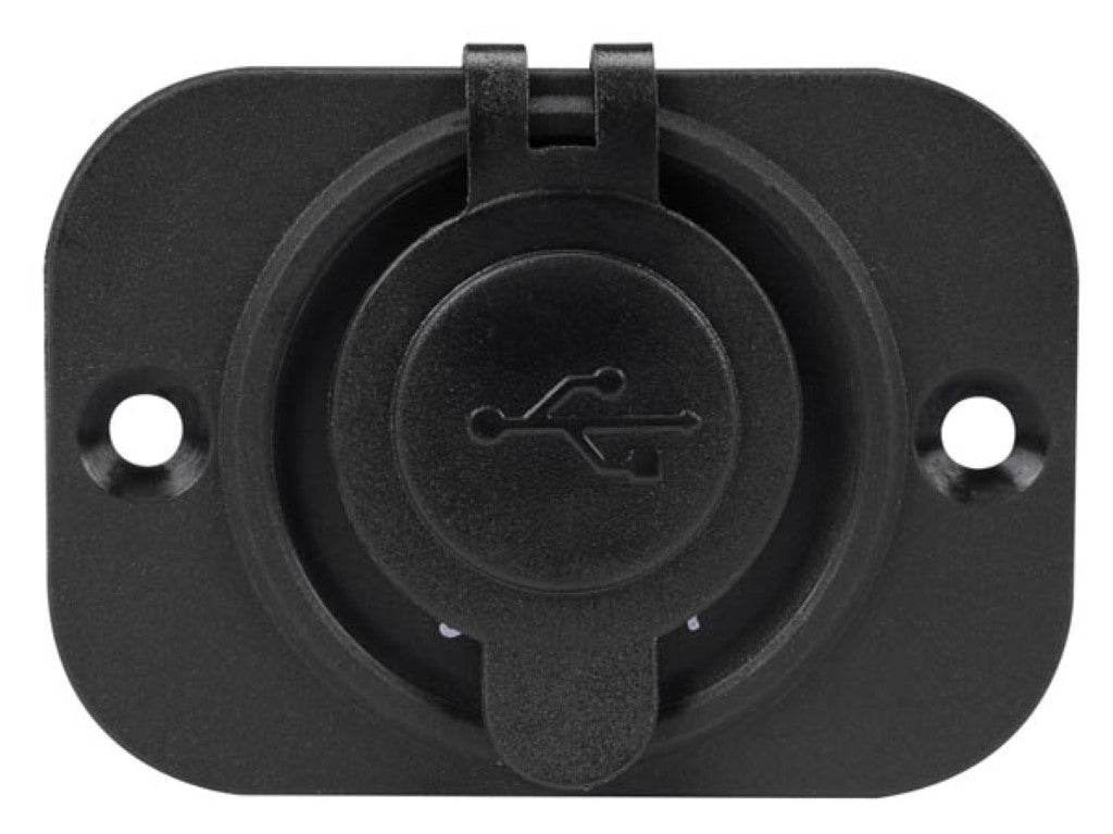 USB-Ladegerät – Einbau – Doppelanschluss – 12–24 V – spritzwassergeschützt – Kurzschlussschutz – Schwarz