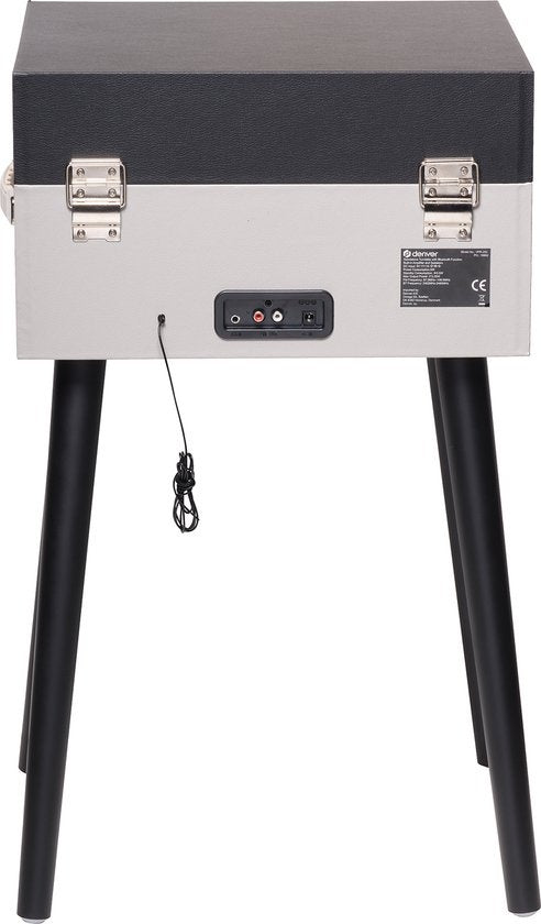 Denver Plattenspieler - Bluetooth - Integrierte Lautsprecher - FM Radio - Autostop - Retro - Grau