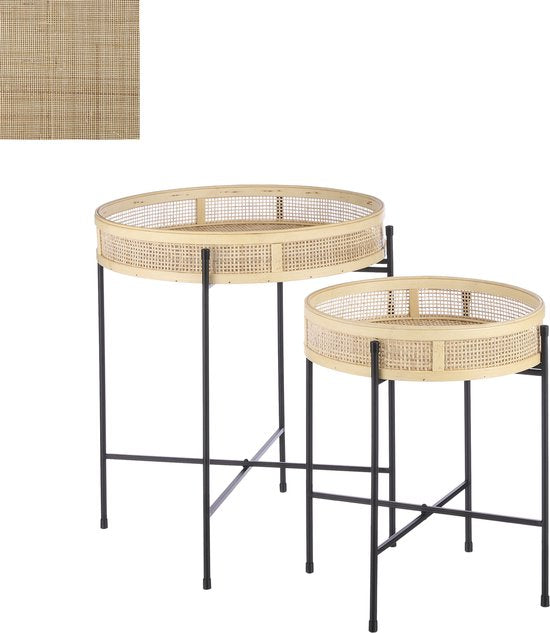 Mica Decorations Leandro Beistelltisch - 2er-Set - H53 x Ø45 cm - Schwarz