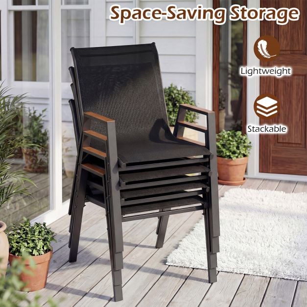 Coast Gartenstühle 2er Set Grau - Stapelbare Terrassenstühle mit hoher Rückenlehne - 56 x 66 x 88 cm