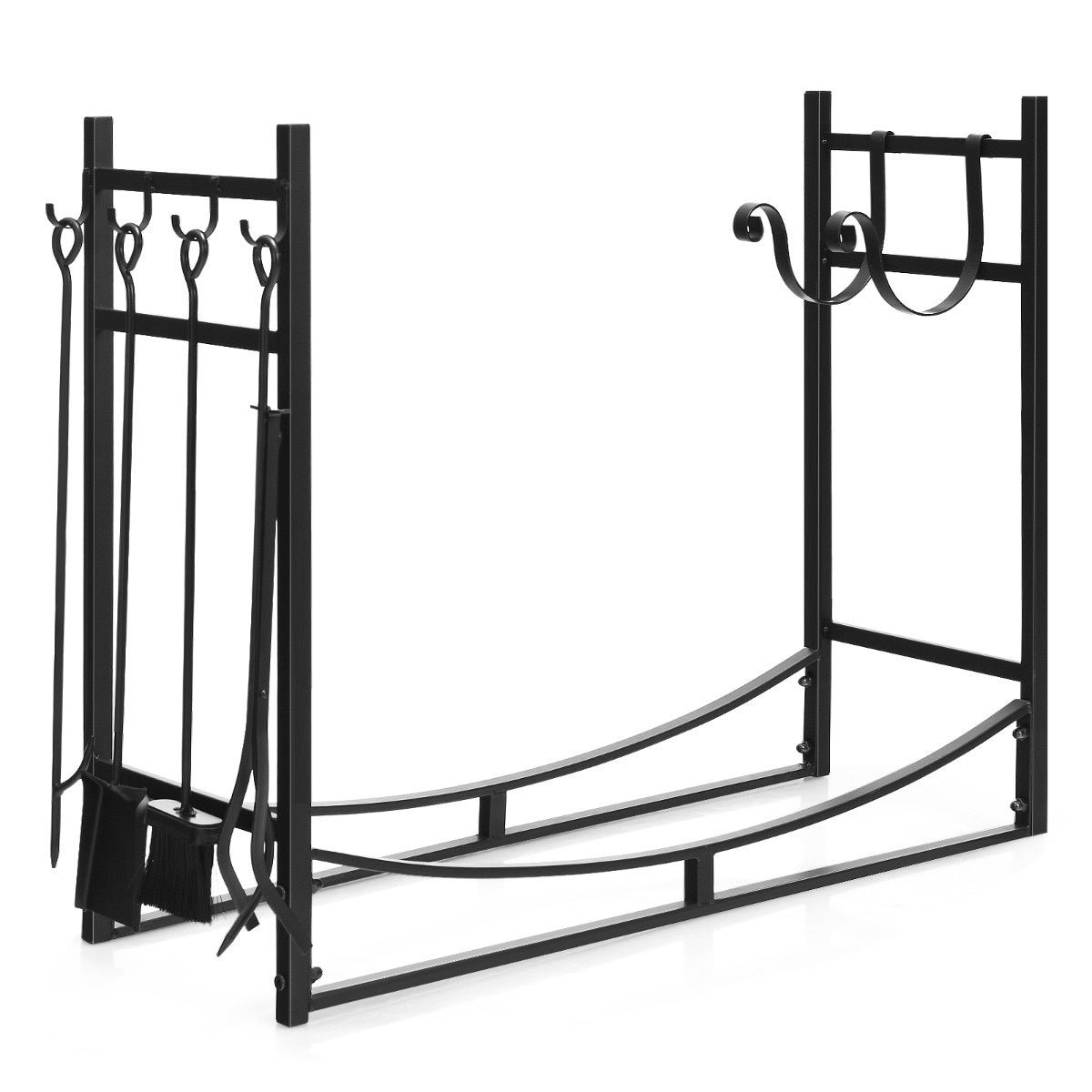 Coast Robustes Kaminholzregal & Werkzeugset mit Absage Holzbesitzer & Schaufel 91x33x76cm schwarz