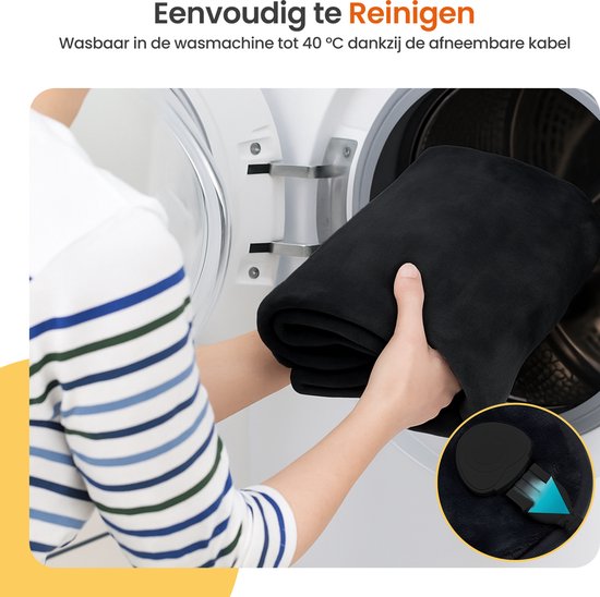 Goliving Heizdecke für Rücken und Nacken - Elektrische Heizdecke - 3 Wärmestufen - Timerfunktion - Maschinenwaschbar - 100 W - 60 x 90 cm - Mikroplüsch - Schwarz