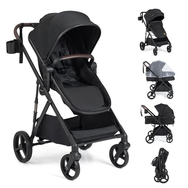Coast 3-in-1-Kinderwagen – Wendbare Reiswiege – 59,5 x 74 x 112 cm – Schwarz